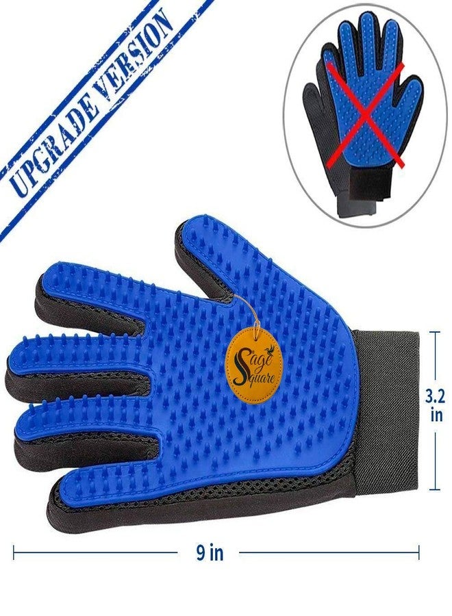 Sage Square Comfortable Double Side Bristle Pet Hair Remover Enhanced 5 Finger Design Gentle Deshedding Brush Gloves for Dog and Cat with Long and Short Fur (Multicolour) - Image 3